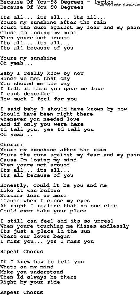 Because Of You Lyrics