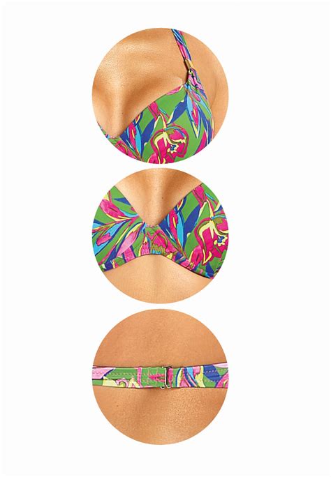 Góra bikini push up wiązana na szyi tropikalny print FG Sklep Feba