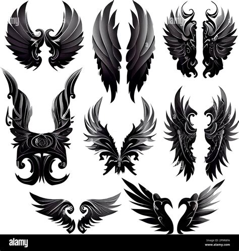 Vector Set Illustration In Cartoon Style Of Black Wings Of Devil Stock