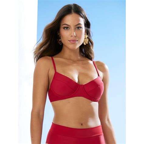 Top de bikini à armatures marron grenat Venca Lemon Curve