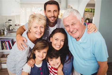 Premium Photo | Portrait of smiling family with grandparents