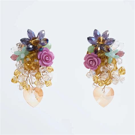 Juran New Earrings For Women Bohemia Acrylic Crystal Flower