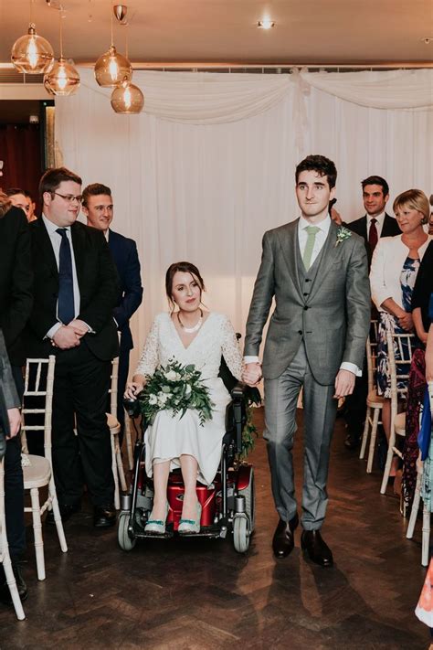 Bride In A Wheelchair In Bespoke Dress Relaxed Wedding With First Look