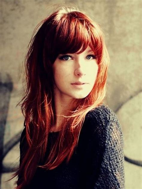 Темные волосы рыжая челка - 69 фото