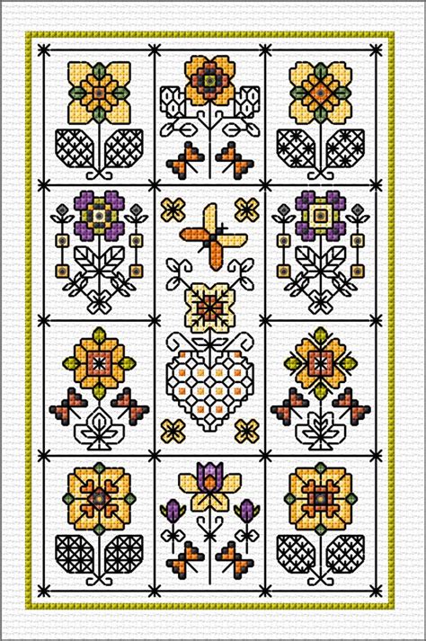 Ljt Blackwork Flower Sampler Blog Lesley Teare