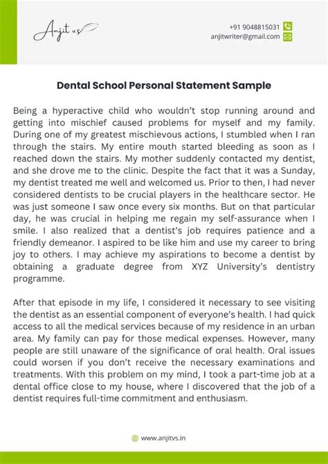 Dental School Personal Statement Examples 2024