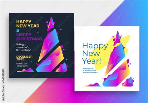 New Year Invitation Card with Christmas Tree Stock Template | Adobe Stock
