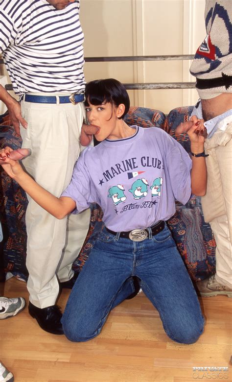 Naughty Brunette Babe Carol Rouge Serving 3 Big Dick At Once Photos