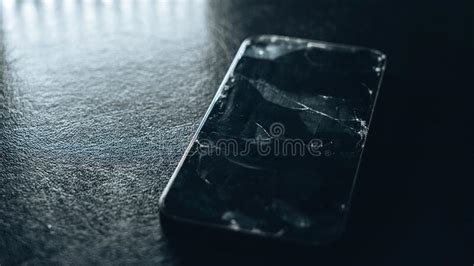 Smartphone Quebrado Em Tela De Vidro Em Um Fundo Texturizado Preto