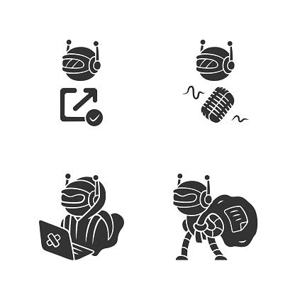 ikon glyph tipe bot disetel hacker pemeriksa backlink bot scraper robot