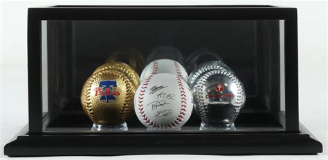 2022 Phillies World Series Logo Baseballs Set of (3) In Display Case