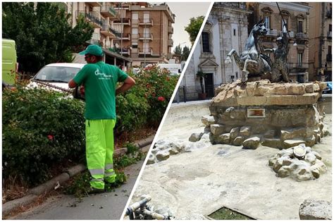 Caltanissetta Primi Interventi Di Decoro Urbano Ripulita La Fontana