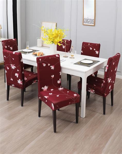 Gifts Island Polyester Floral Print Dining Table Chair Cover Set of 6