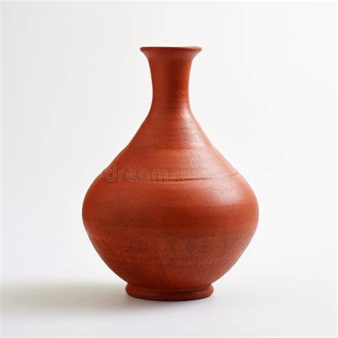 Japanese Inspired Red Clay Vase With Tonal Variations In Color Stock