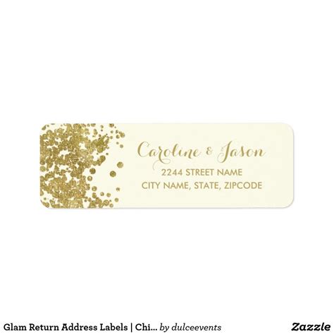 Glam Return Address Labels Chic Faux Gold Foil Wedding