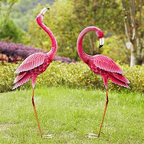 Kircust Flamingo Garden Sculpture Statues Metal Birds Yard Art