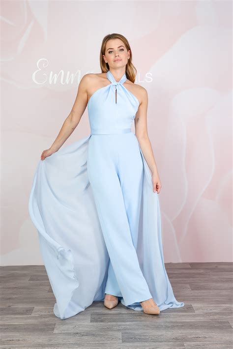 Bridesmaid Jumpsuit with Chiffon Overskirt - Emma Bridals