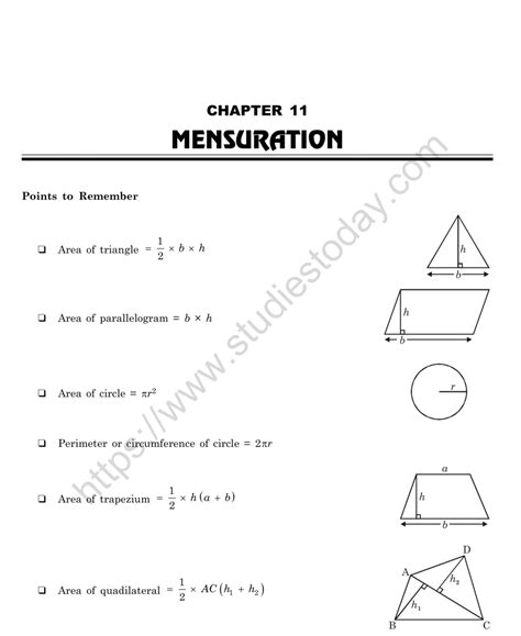 Grade Mensuration Worksheet