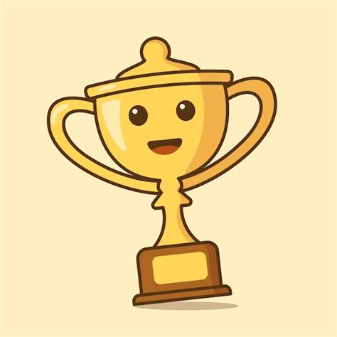 Premium Vector Golden Trophy Cartoon Character First Place Champion