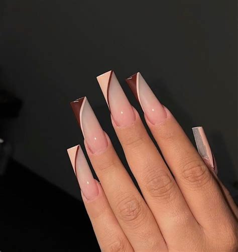 Brown And Nude Nails Brown Acrylic Nails Pretty Nails Long Acrylic Nails