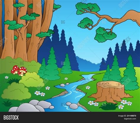 Cartoon Forest Landscape Vector Photo Bigstock