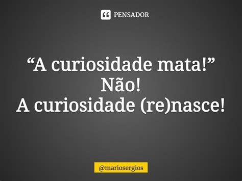 A curiosidade mata Não A mariosergios Pensador