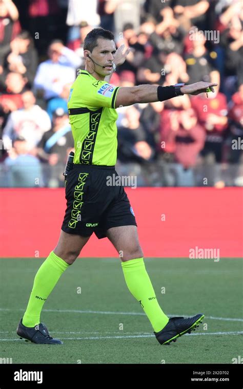 Salerno Italy 21st Apr 2024 Matteo Marchetti The Referee Gestures