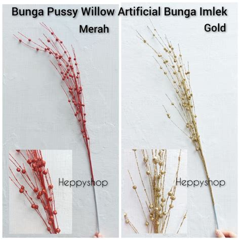 Jual Bunga Pussy Willow Artificial Cherry Glitter Bunga Natal Imlek Shopee Indonesia