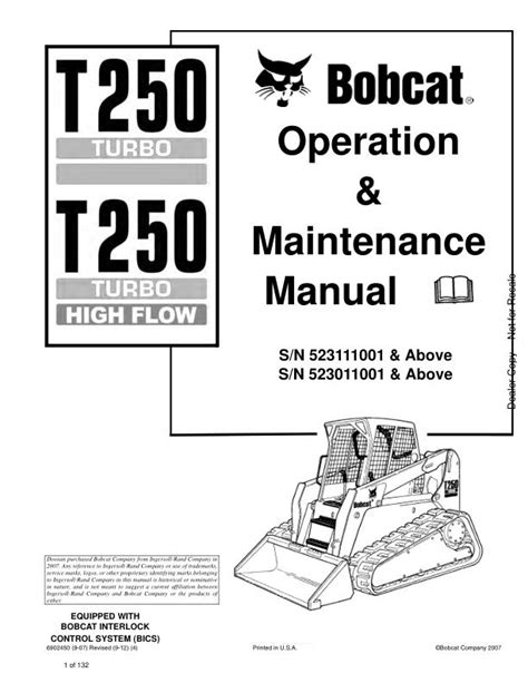 Bobcat Loader T Operation Maintenance Manual Auto Repair Manual