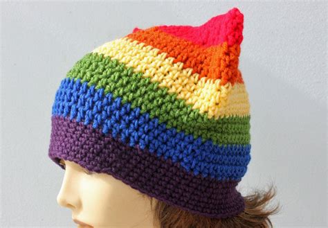 LGBTQ Pride Rainbow Pussy Hat Gender Neutral Hat Chose Pride Colors Size Etsy