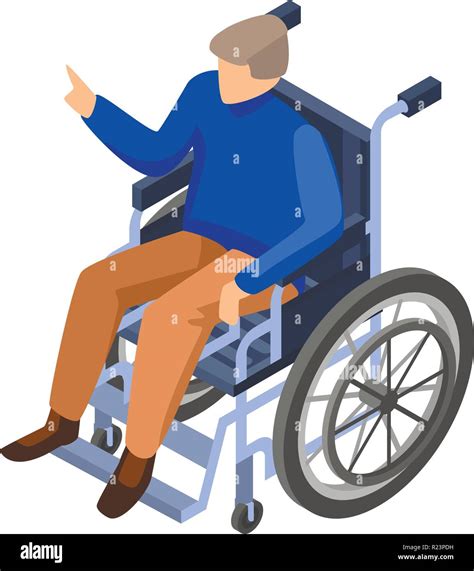 Invalid Man In Wheelchair Icon Isometric Style Stock Vector Image