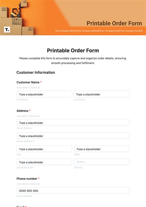 Free Delivery Order Form Template To Edit Online