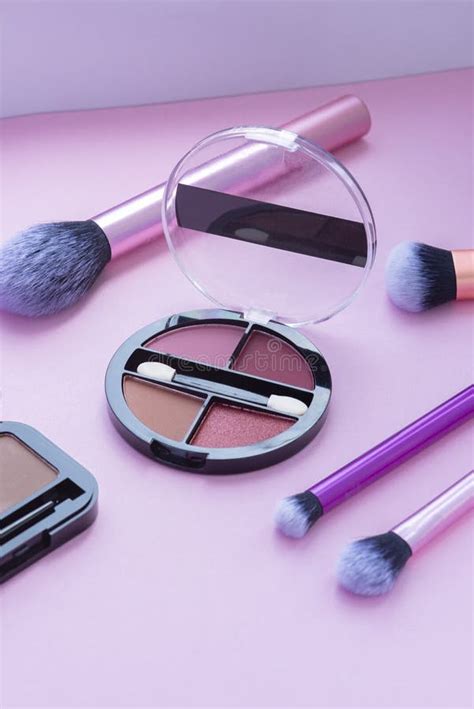 Pink Eyeshadow Palette Brow Palette Cosmetics With Brushes Making Trend Nude Or Bright Eye