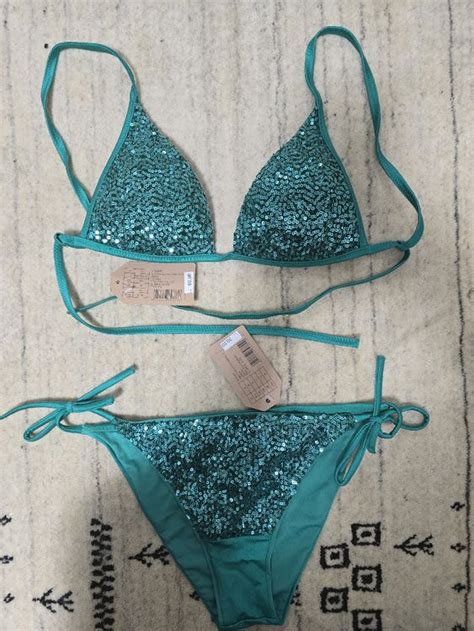CALZEDONIA Glitzer Bikini grün Gr S neu mit Etikett Neu und originalverpackt in Dietikon für