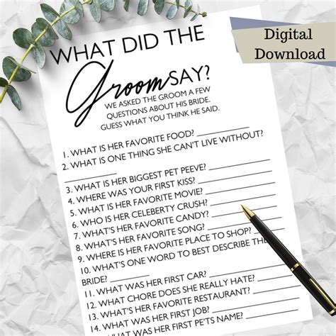 What Did The Groom Saygroom Game Bridal Shower Game Fun Etsy