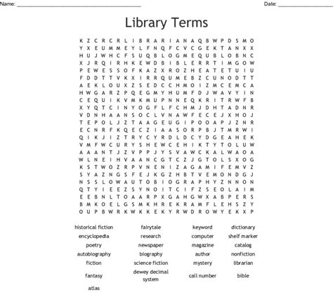 Library Words Word Search Wordmint Word Search Printable