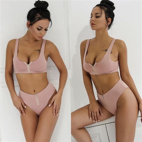 Swim Nude Pink Zip Up Sext Bikini Swimsuit Poshmark