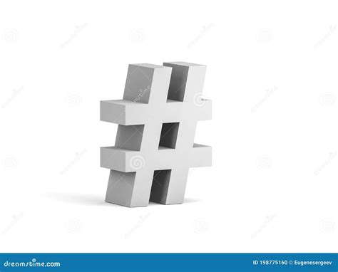 white bold hash sign isolated  white background  stock illustration