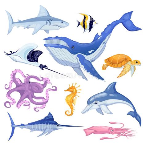 Fundo Dos Desenhos Animados Dos Animais De Mar Ilustra O Do Vetor