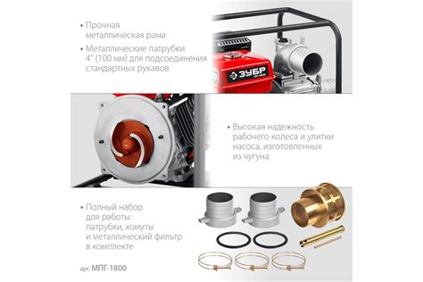 Бензиновая мотопомпа для грязной воды ЗУБР МПГ-1800 - выгодная цена ...