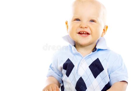 Gelukkige Kinderjaren Portret Van Het Glimlachen Van Het Blonde Jonge Geitje Van Het