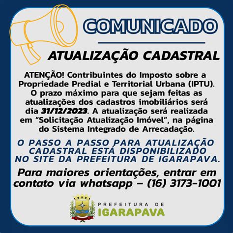 COMUNICADO ATUALIZAÇÃO CADASTRAL Prefeitura de Igarapava