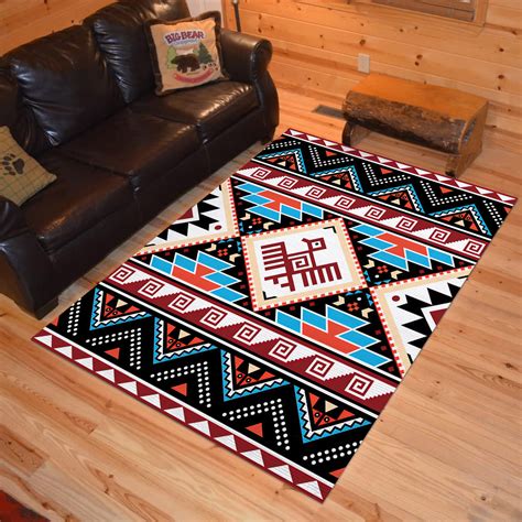 Personalized Aztec Tribal Geometric Seamless Native American Area Rugs