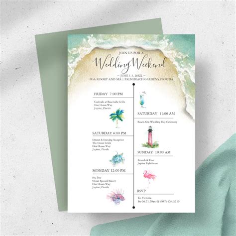 Destination Wedding Itinerary Template Lighthouse Zazzle