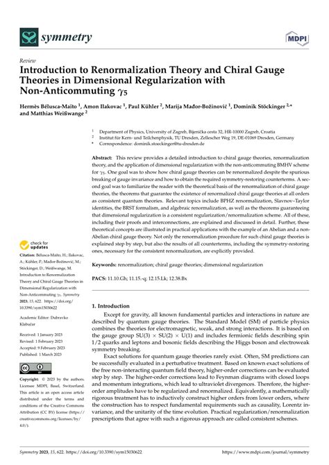 PDF Introduction To Renormalization Theory And Chiral Gauge Theories