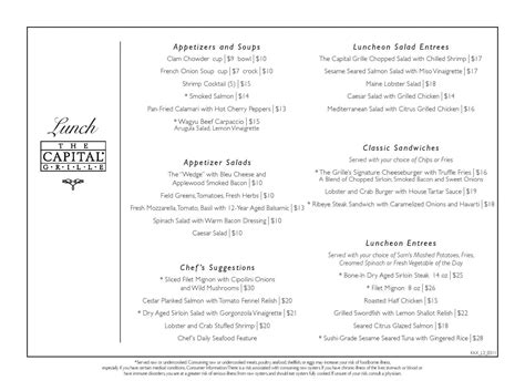 Menu At The Capital Grille Restaurant Boca Raton