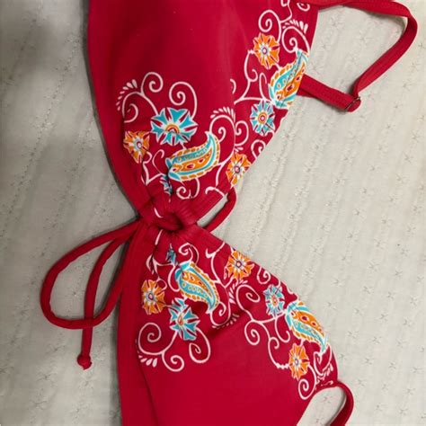 Athleta Swim Athleta Womens Red Floral Bikini Set Womens Size M