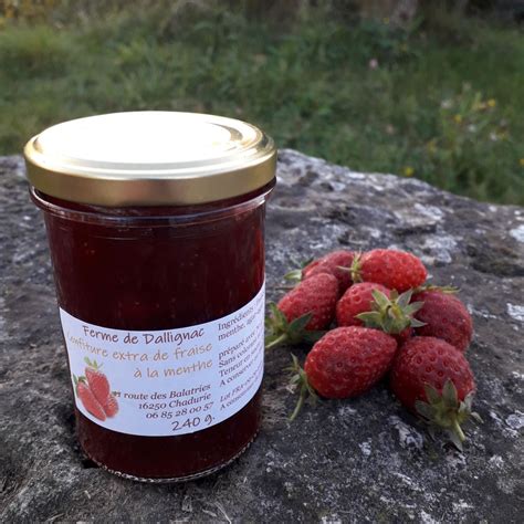 Confiture extra de fraise à la menthe 240 g Ferme De Dallignac