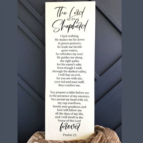 Bible Verse Wall Art Wood Sign Psalm 23 The Lord Is My Shepherd Christian Wall Art