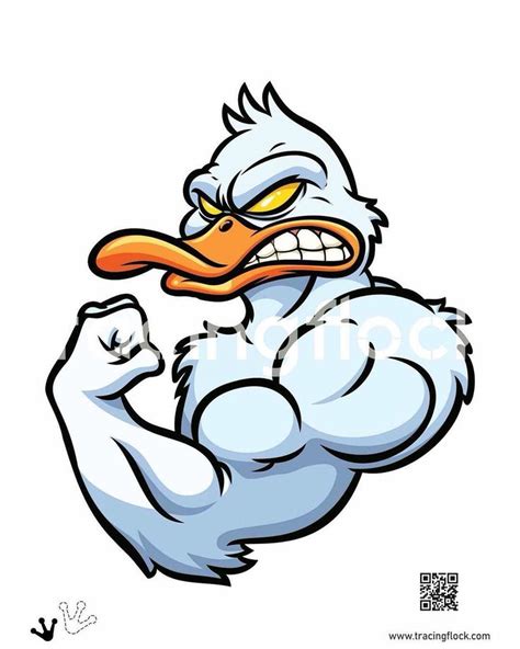 an angry duck flexing his muscles